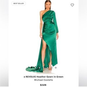 X Revolve Heather Gown in Green- Michael Costello